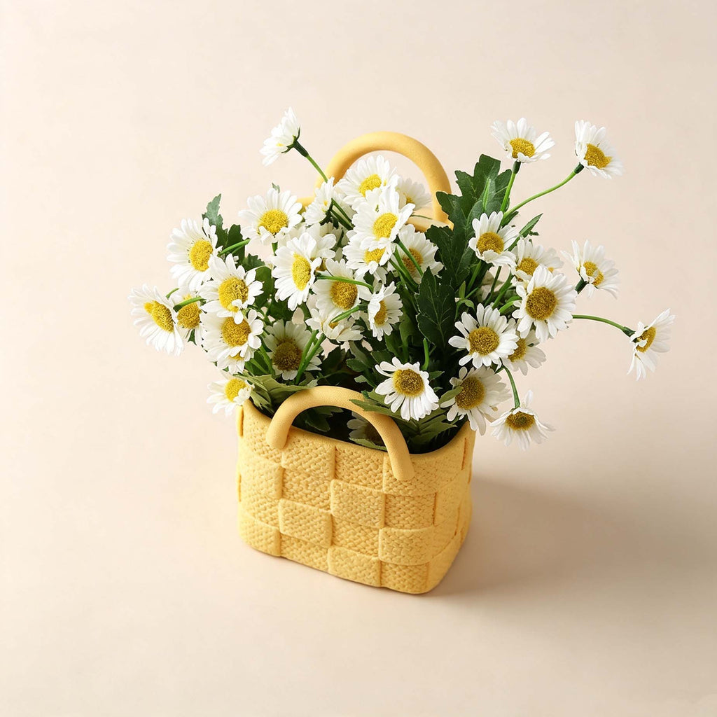 Yellow Woven Handbag‑Style Vase
