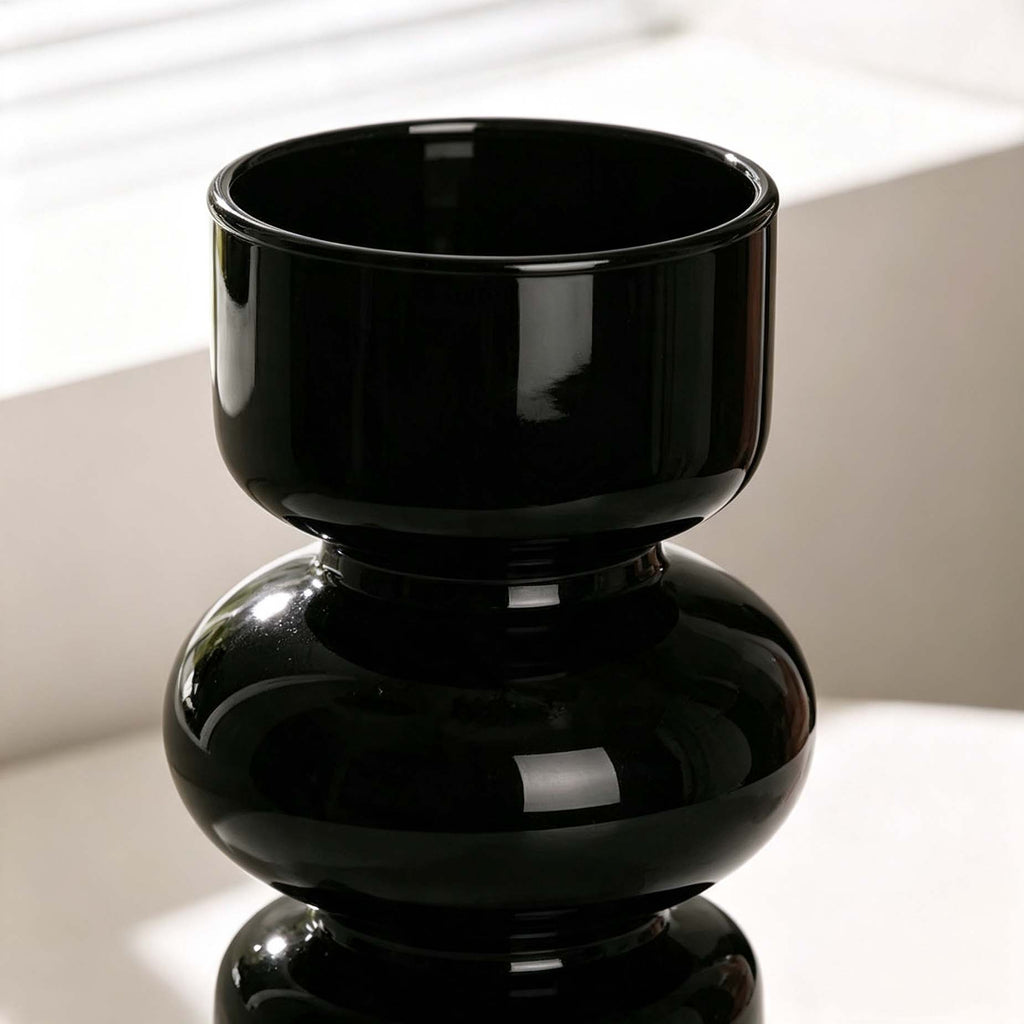 Black Stacked Glass Decor Vase