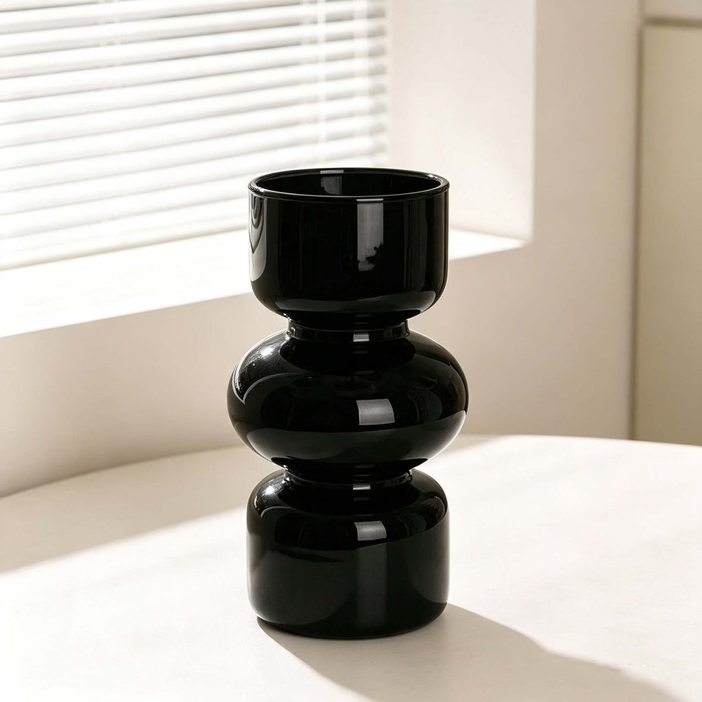 Black Stacked Glass Decor Vase