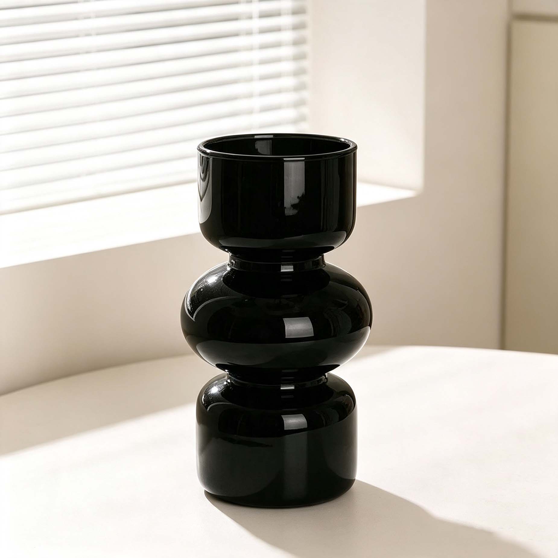 Black Stacked Glass Decor Vase