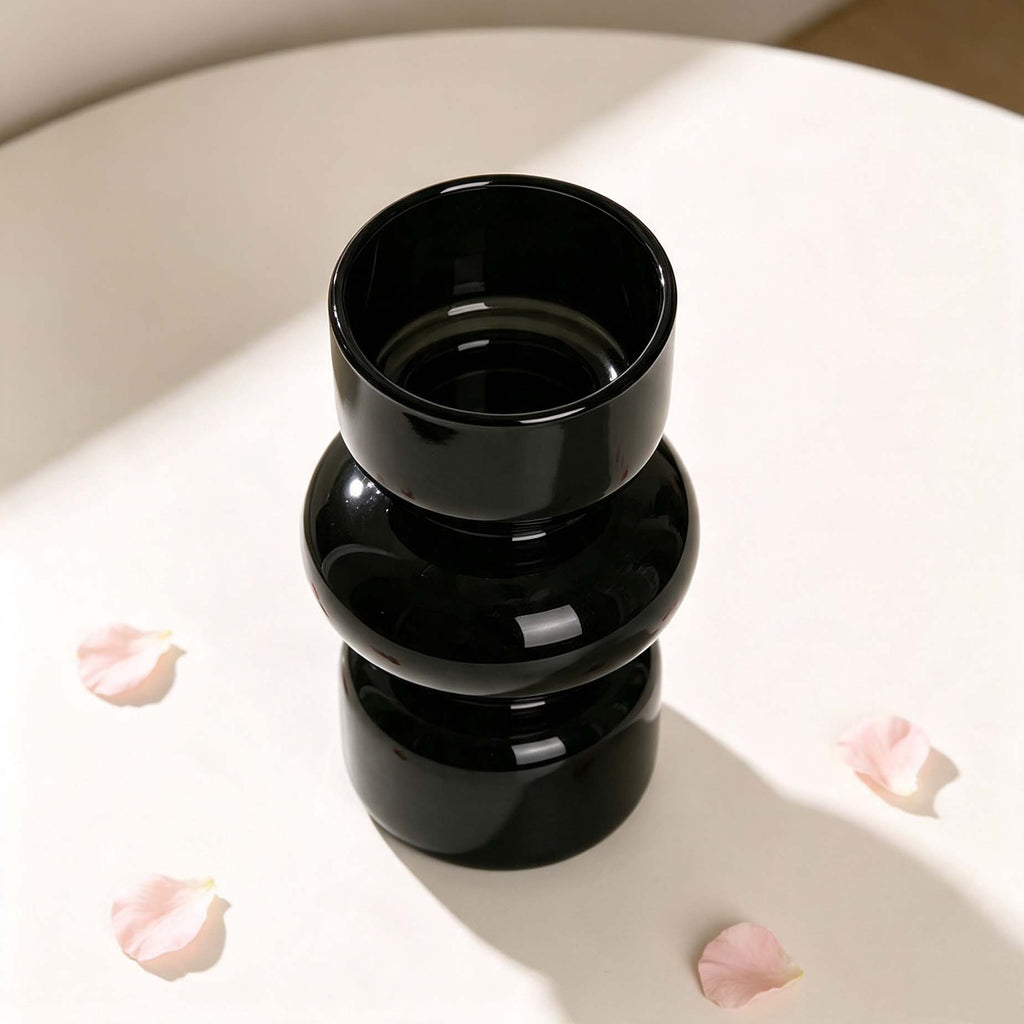 Black Stacked Glass Decor Vase