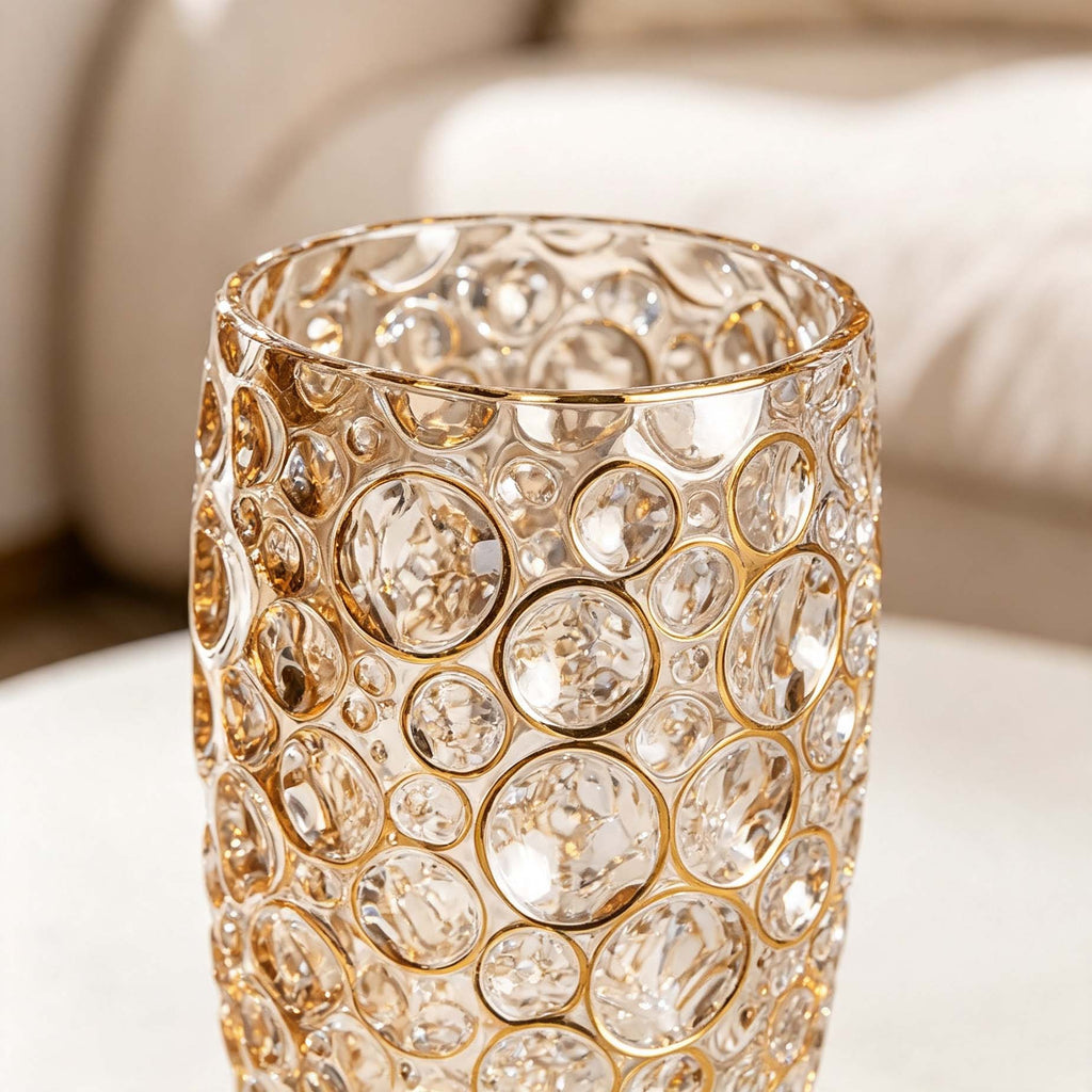 Gold Embossed Dot Glass Vase