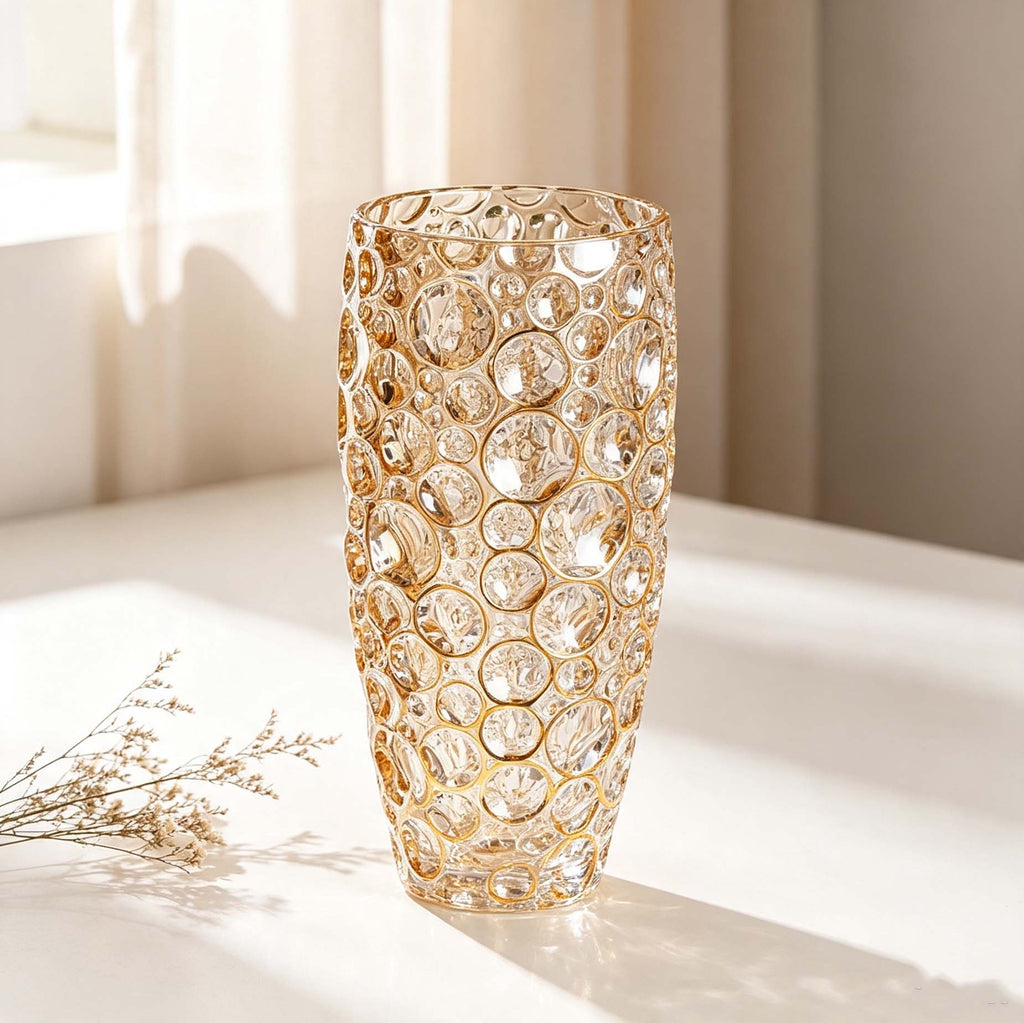 Gold Embossed Dot Glass Vase