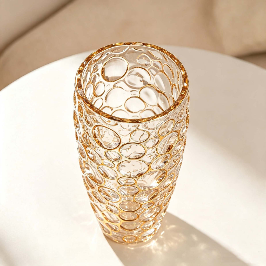 Gold Embossed Dot Glass Vase