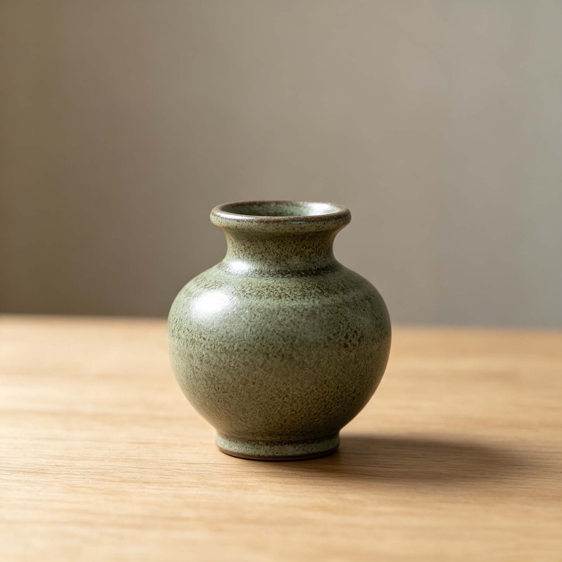 Vintage Green Glaze Ceramic Vase