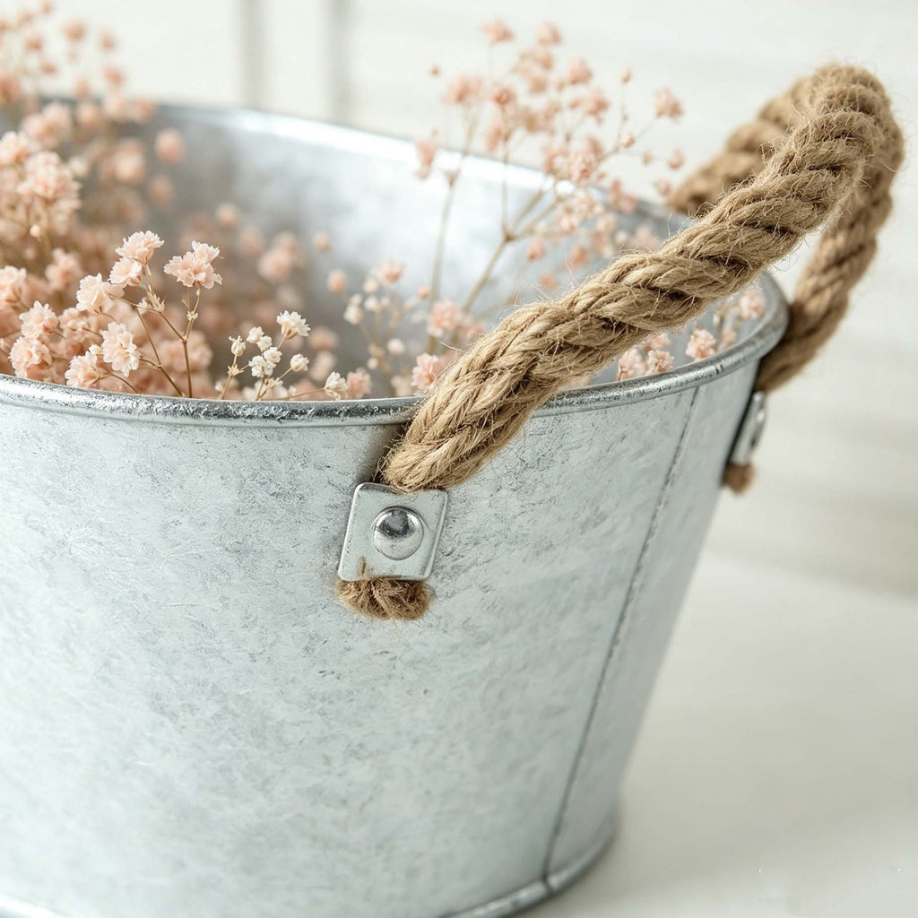 Metal Basket With Rope Handles