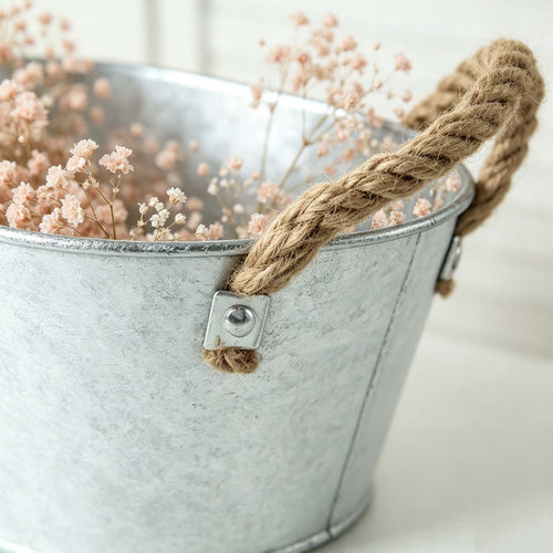 Metal Basket With Rope Handles
