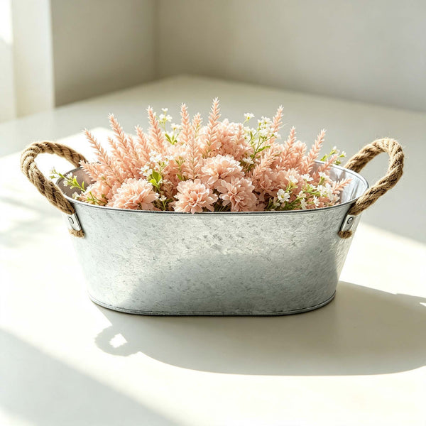 Metal Basket With Rope Handles