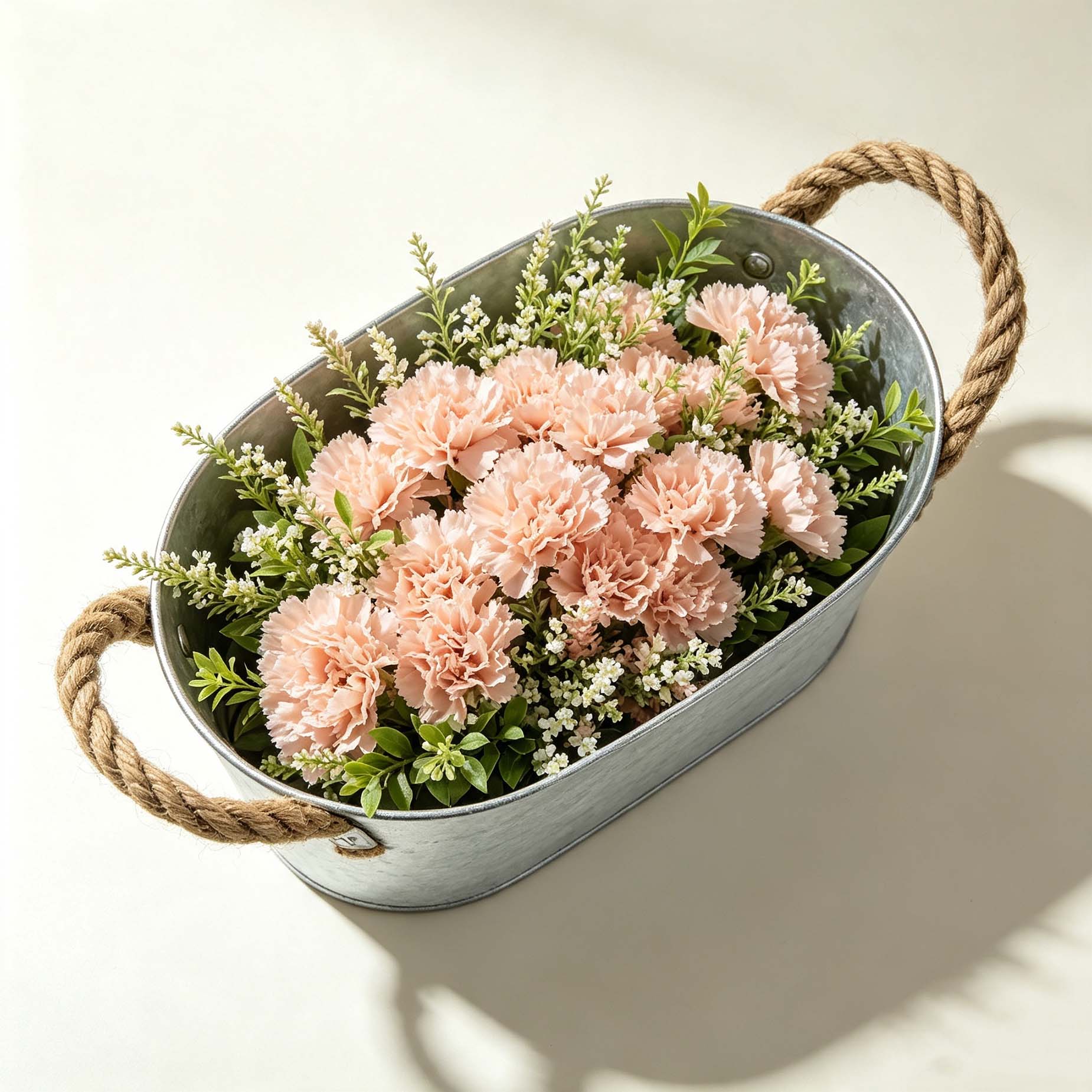 Metal Basket With Rope Handles
